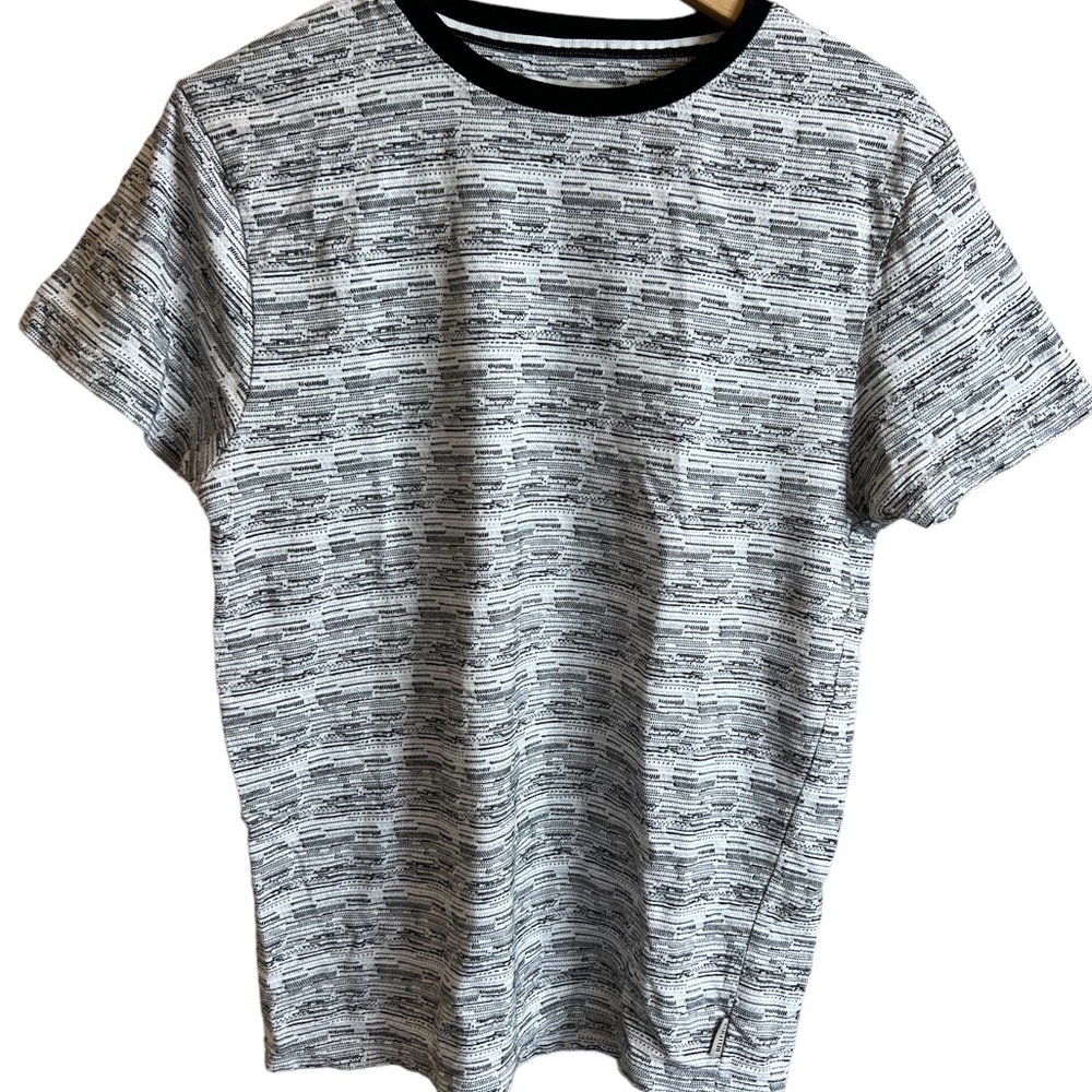 BELLFIELD Men’s Hewitt Jacquard Print T-Shirt White gray and black size large - Picture 3 of 12